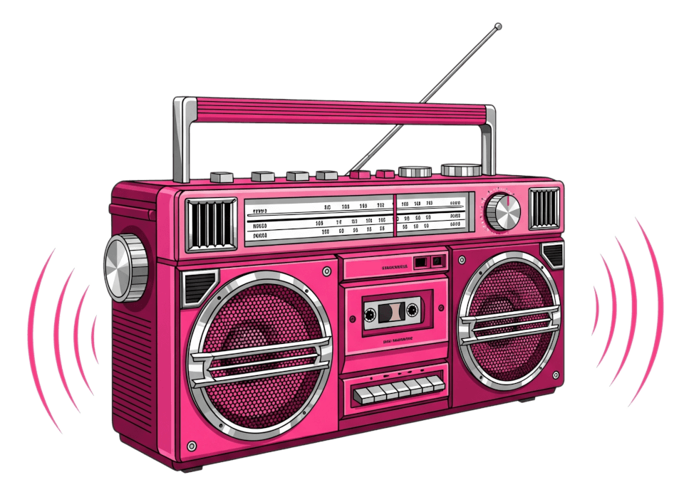ピンクのラジカセの無料イラスト イラスト