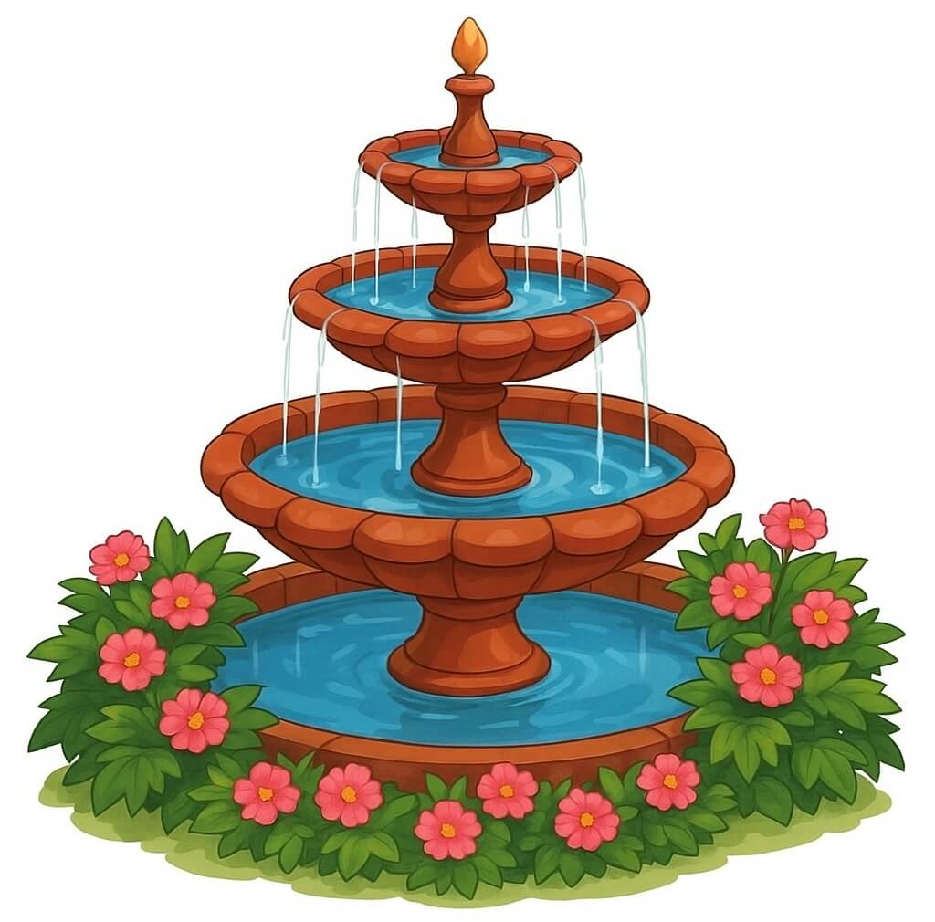 美しい噴水のイラスト画像 イラスト