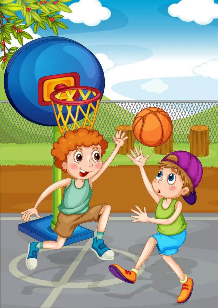 運動会のイラストをダウンロード - バスケットボールをする男の子 イラスト
