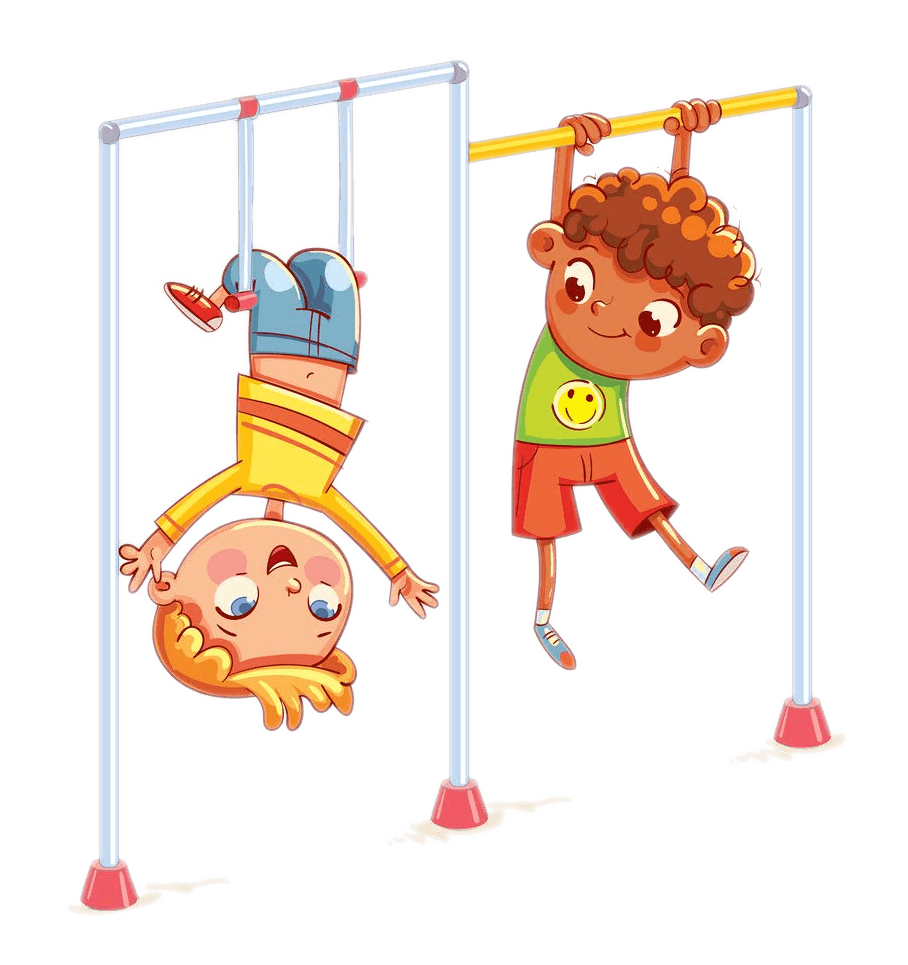 運動会のイラスト - 鉄棒に乗る子供たち イラスト