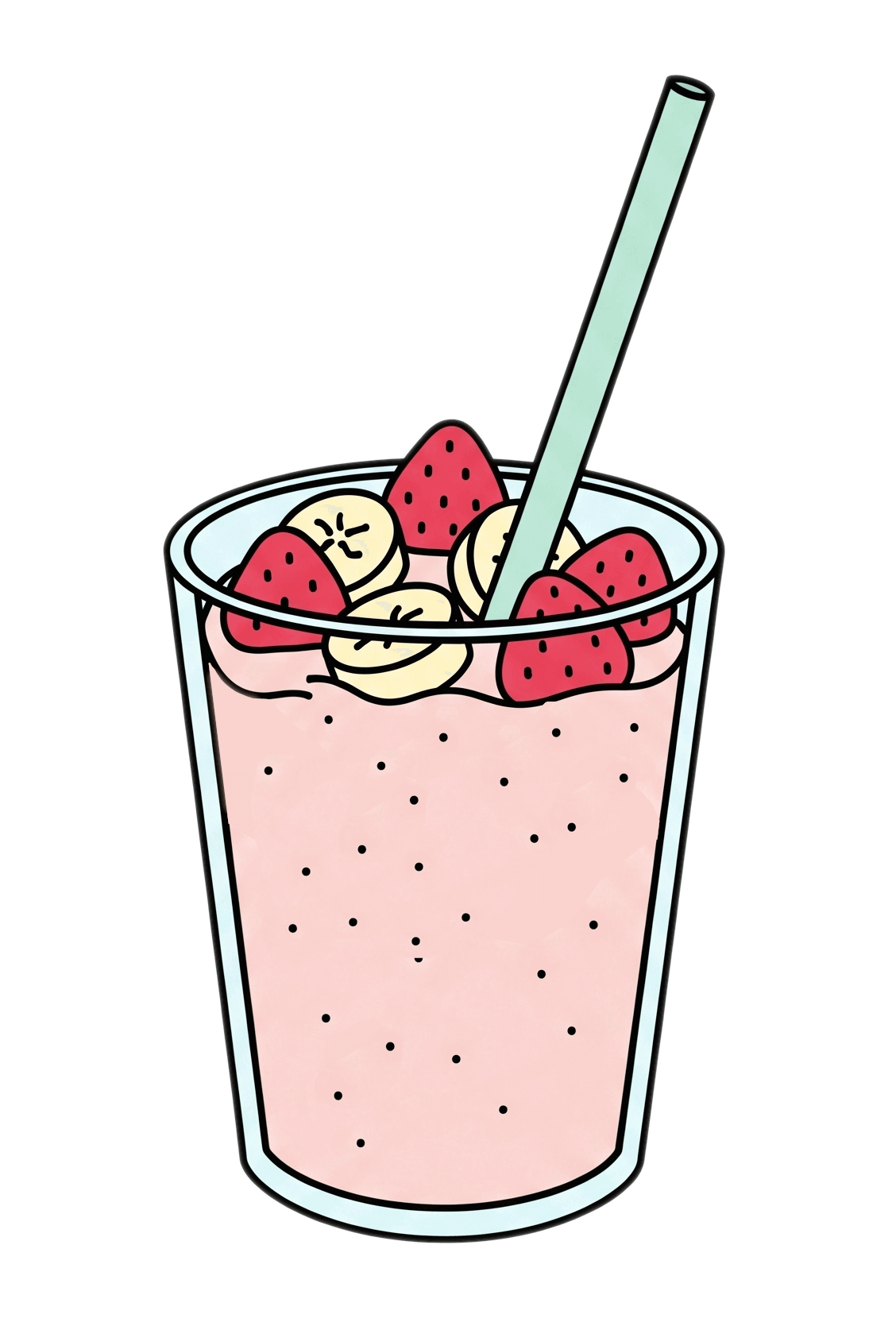 ストロベリーバナナスムージーイラスト無料画像 イラスト