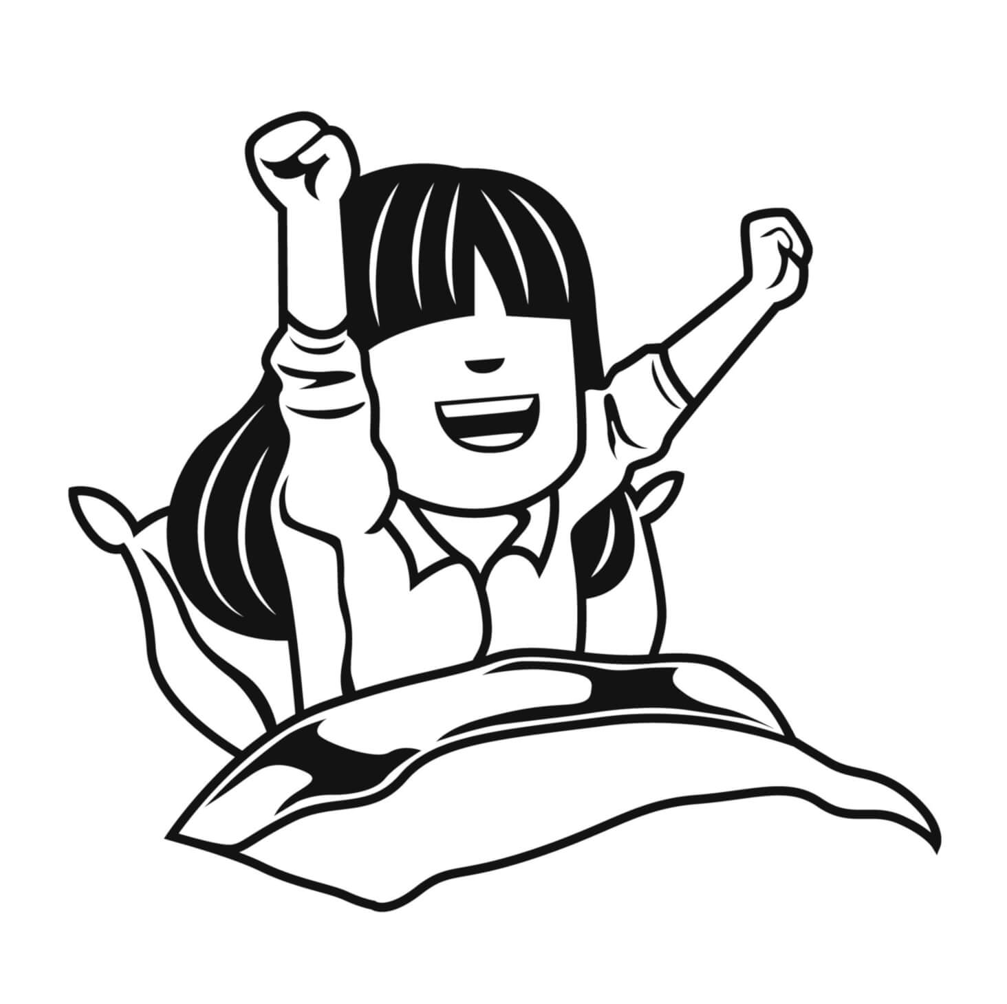 目覚めのイラスト 白黒 イラスト