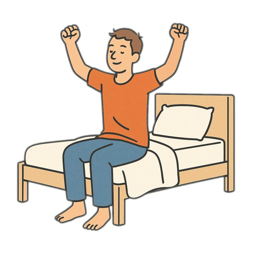 目覚める男性のイラスト イラスト