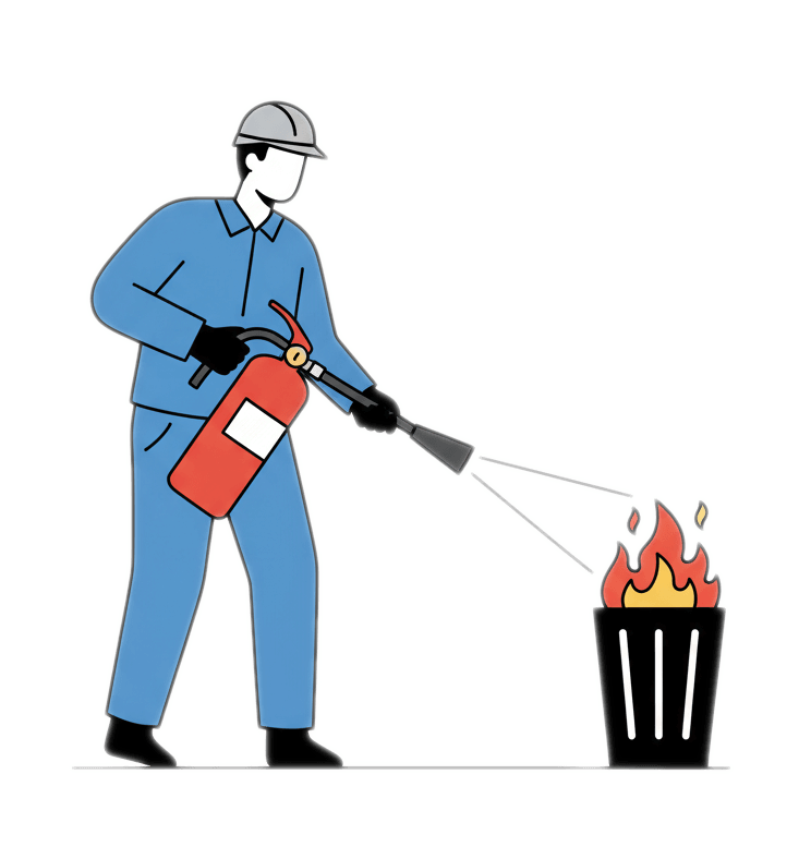 消火器を使用する人のイラスト イラスト