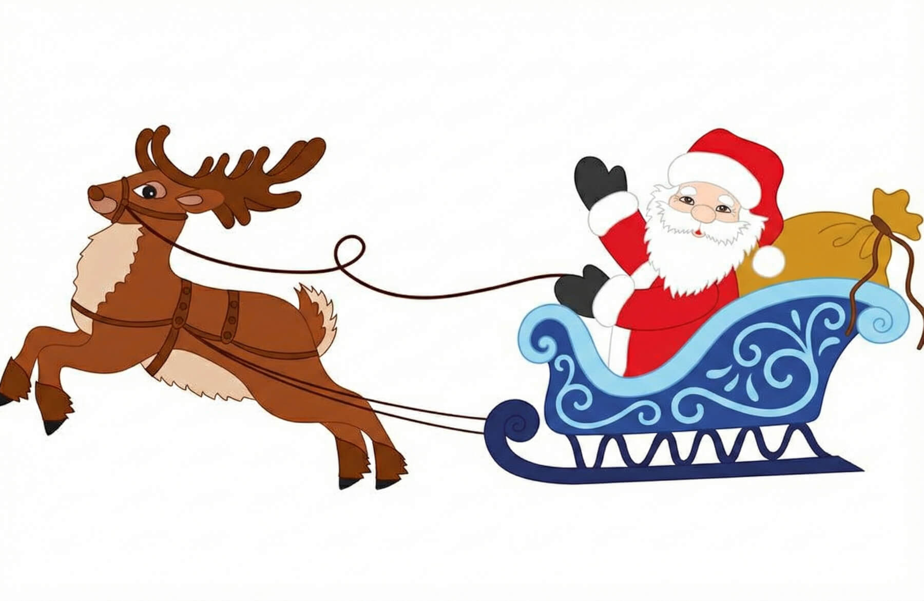 サンタのそりとトナカイのイラストがかわいい 2 イラスト