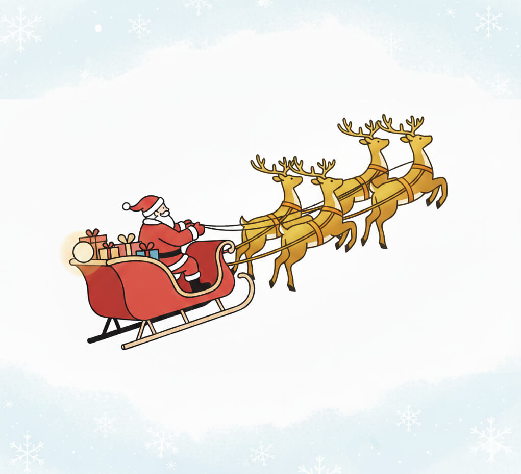 サンタのそりとトナカイのイラスト背景 イラスト
